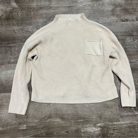 Cream High Neck Long Sleeve Sweater Size Small - Picture 1 of 8